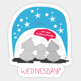 Silence night with Elephants family - Wear it on every Wednesday Sticker